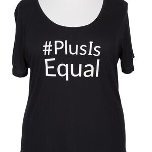 Lane Bryant #PlusIsEqual Graphic Tee 18/20 Plus Size Black Short Sleeve Shirt